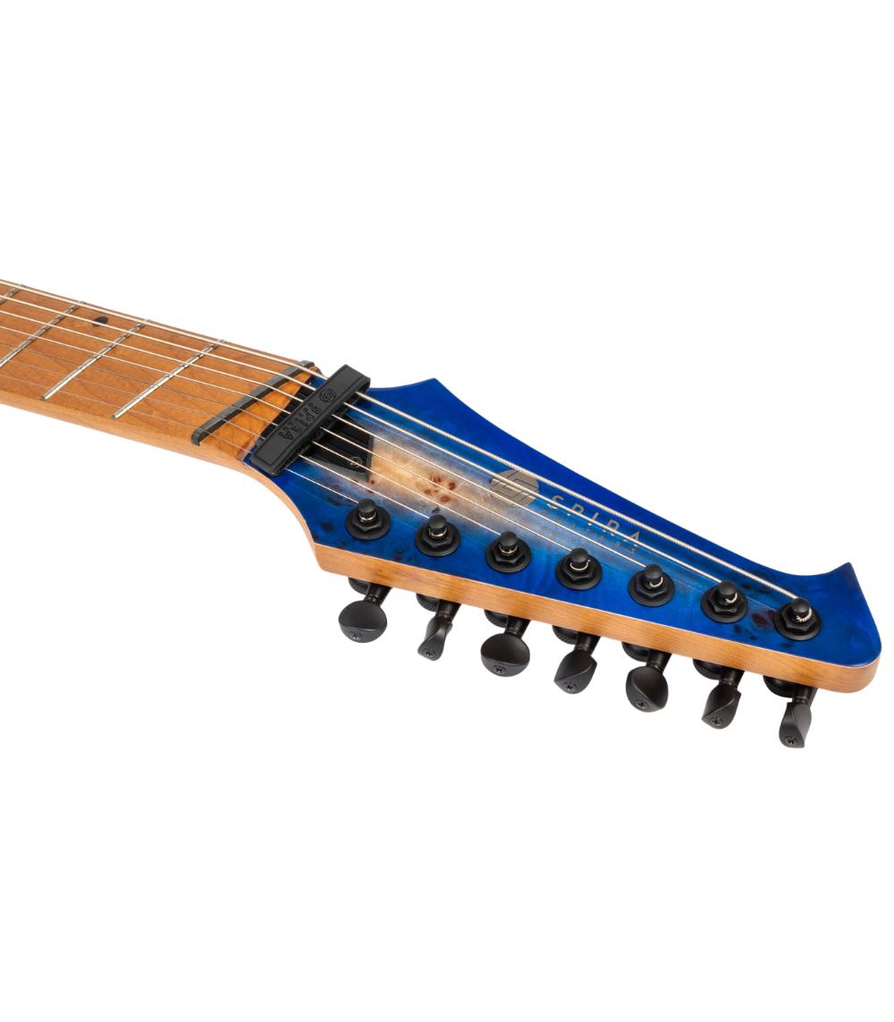 SPIRA Guitars S-457 Multiscale TBL Transparent Blue