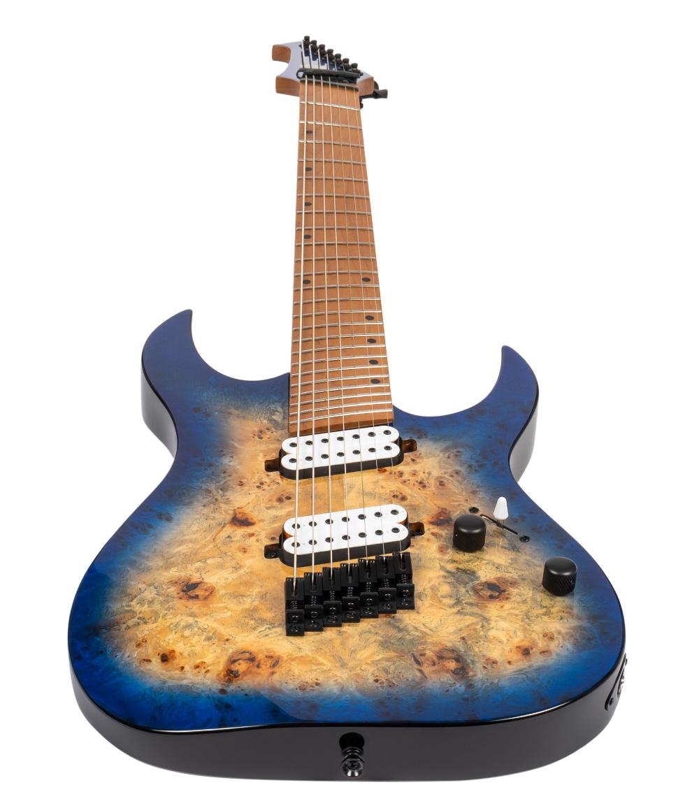 SPIRA Guitars S-457 Multiscale TBL Transparent Blue