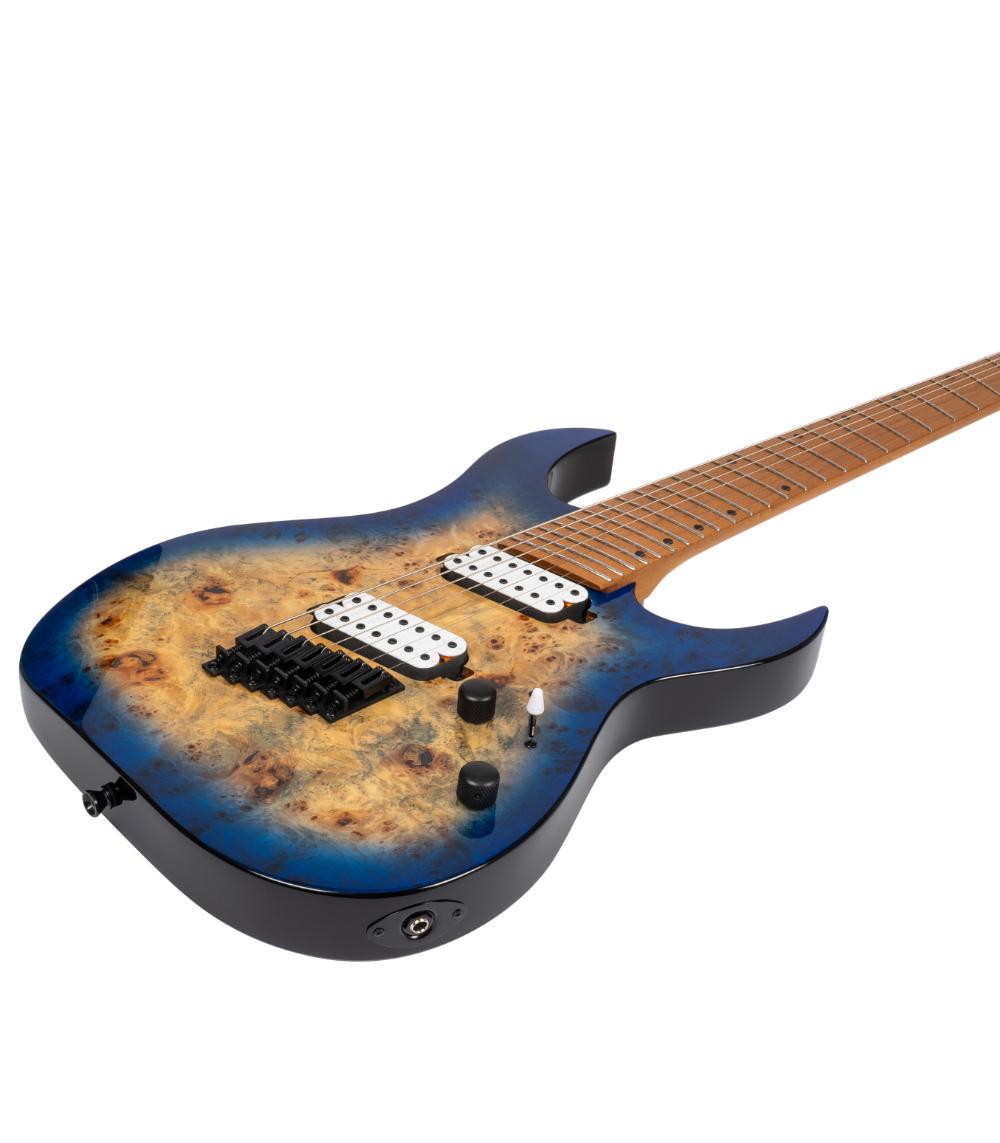 SPIRA Guitars S-457 Multiscale TBL Transparent Blue